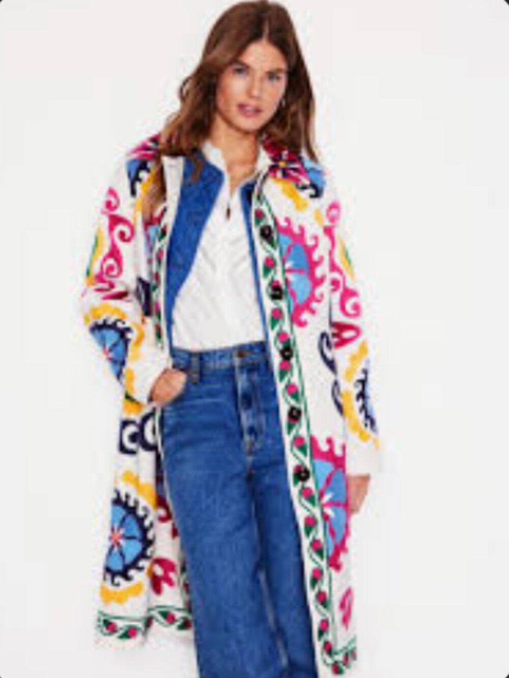 Boden Embroidered Souvenir Coat-Multi, Ornamental Wave US Size 4
